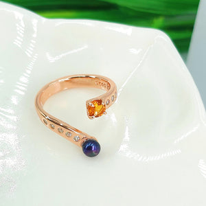 Pearl and Gemstone Adjustable Ring