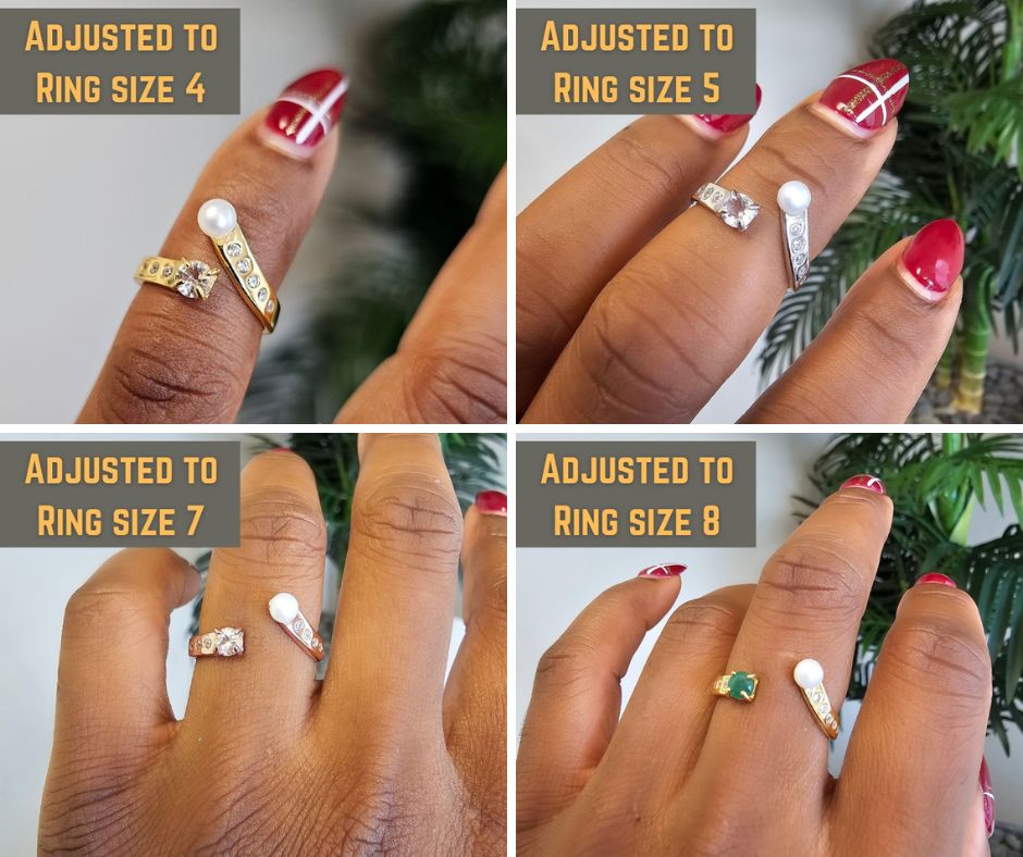 Pearl and Gemstone Adjustable Ring