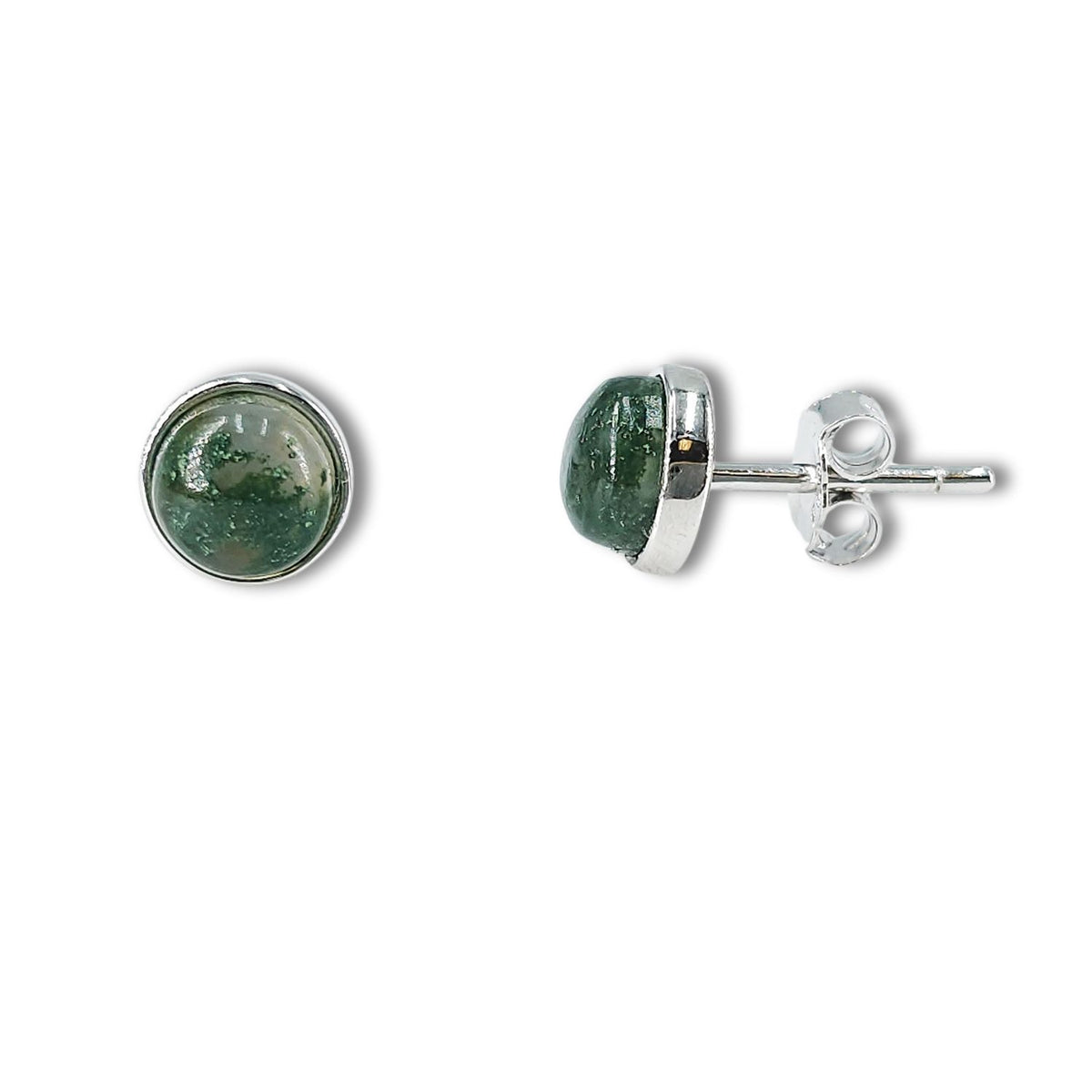 Real Green Agate Stud Earrings