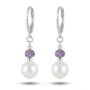 Real Pearl and Alexandrite Drop Dangle Earrings 925 Silver