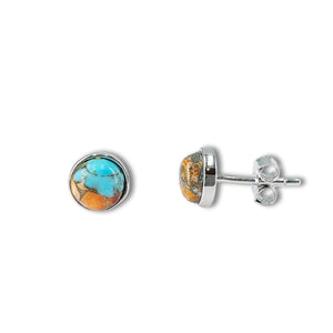 Real Turquoise Bezel Stud Earrings