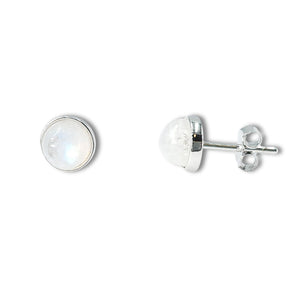 Real Moonstone Bezel Stud Earrings