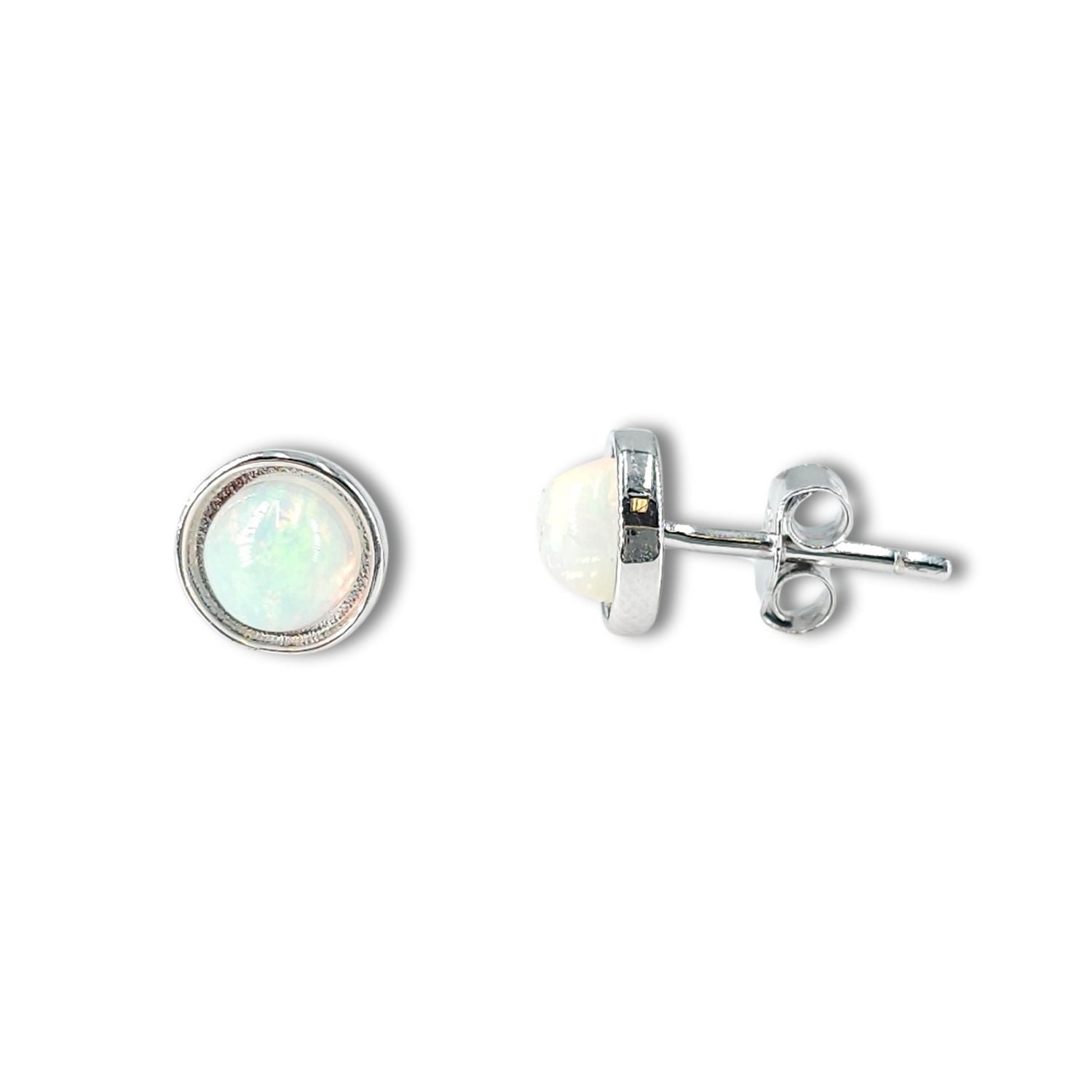 Real Opal Bezel Stud Earrings