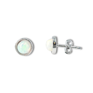 Real Opal Bezel Stud Earrings