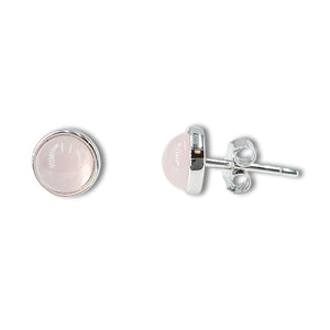 Rose Quartz Bezel Stud Earrings