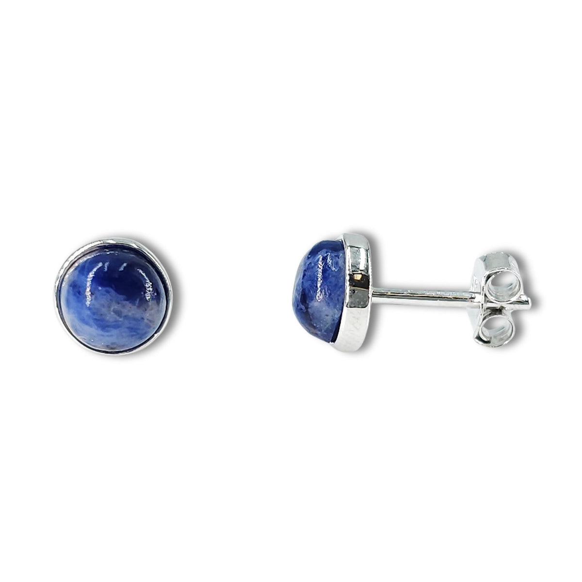 Real Sodalite Bezel Stud Earrings