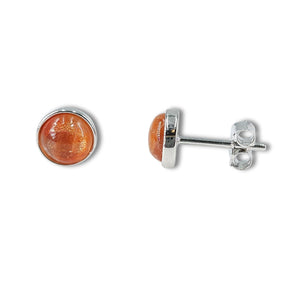 Real Sunstone Bezel Stud Earrings