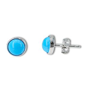 Real Turquoise Bezel Stud Earrings