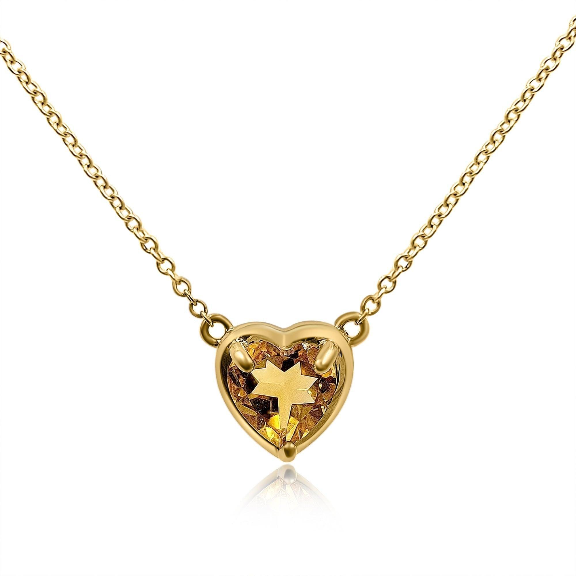 Citrine fashion heart necklace