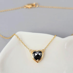 18k Gold Real Diamond Heart Necklace - Uniquelan Jewelry