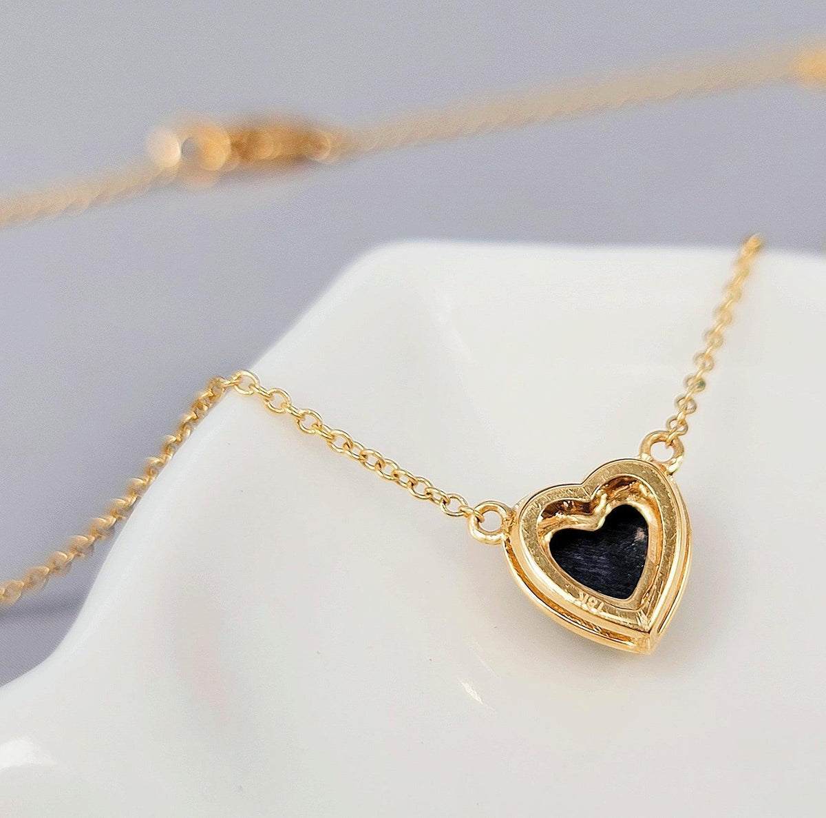 18k Gold Real Diamond Heart Necklace - Uniquelan Jewelry