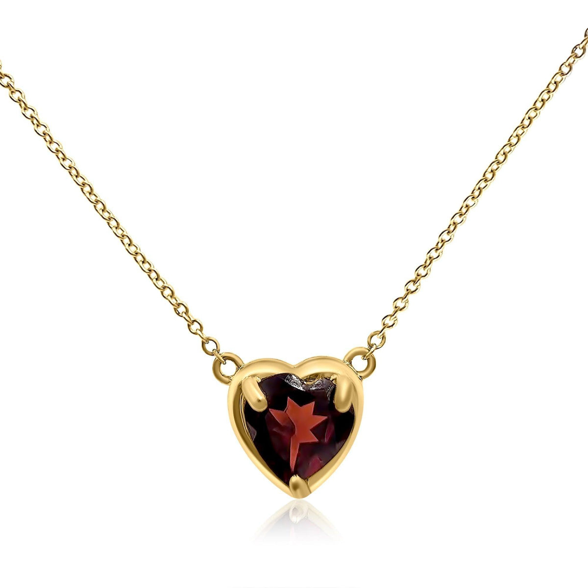 18k Gold Real Garnet Heart Necklace - Uniquelan Jewelry