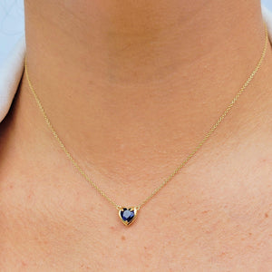 18k Gold Real Sapphire Heart Necklace - Uniquelan Jewelry
