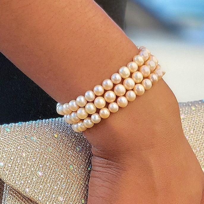 3 strand Genuine pearl bracelet - Uniquelan Jewelry