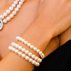 3 strand Genuine pearl bracelet - Uniquelan Jewelry