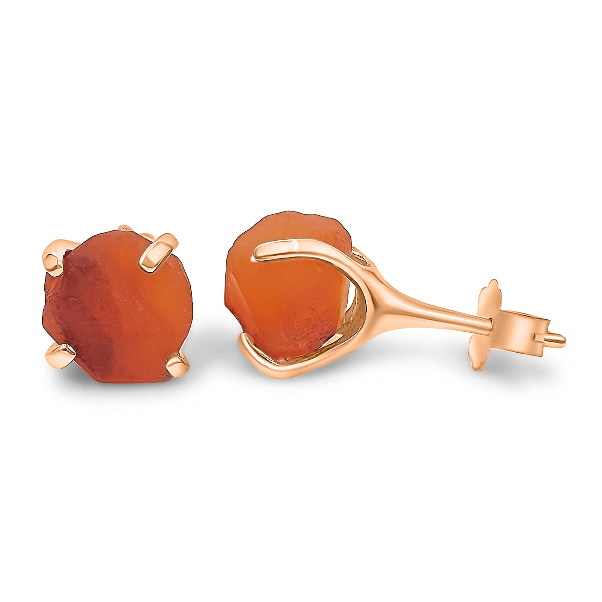 Raw Carnelian Stud Earrings