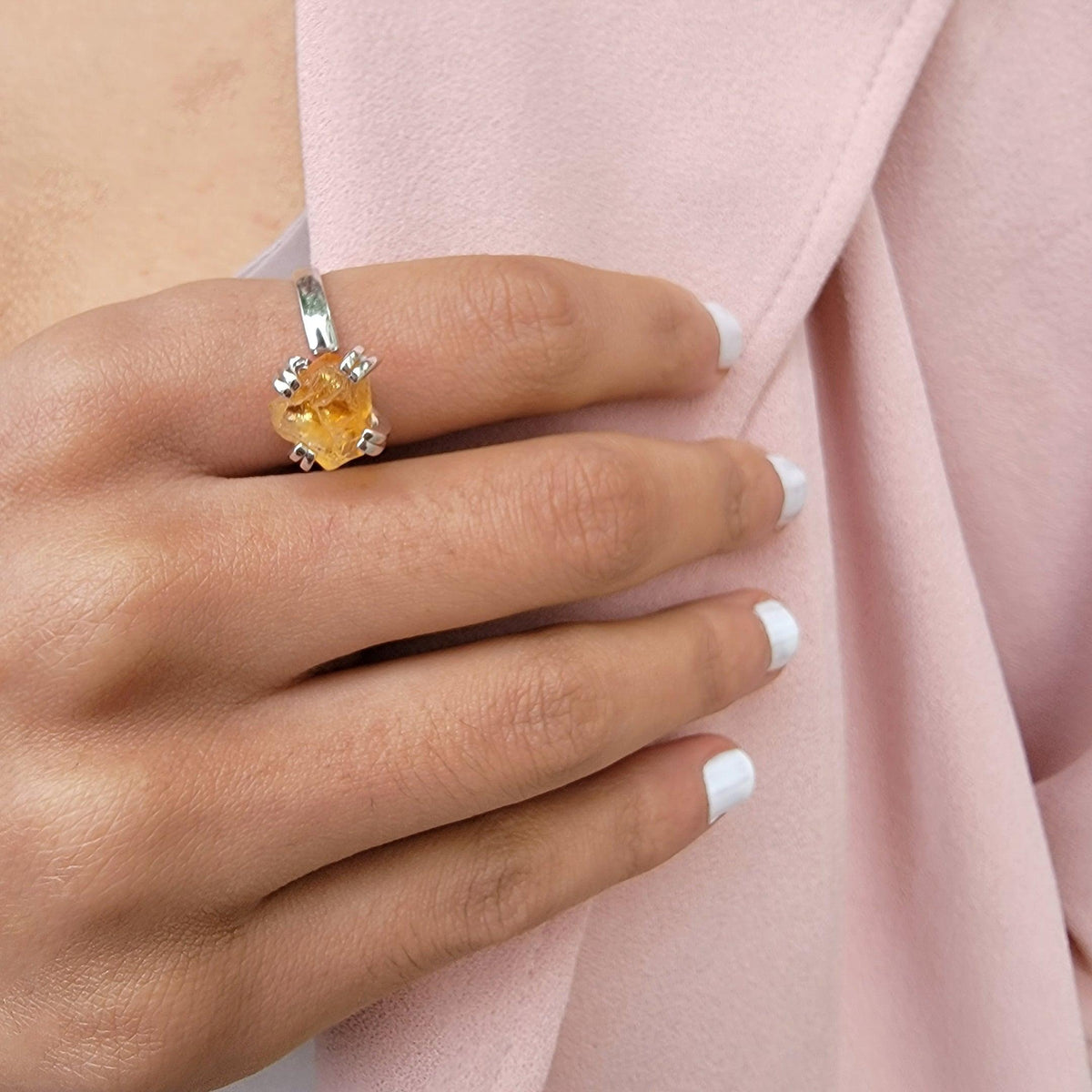 Raw Citrine Adjustable Ring - Uniquelan Jewelry