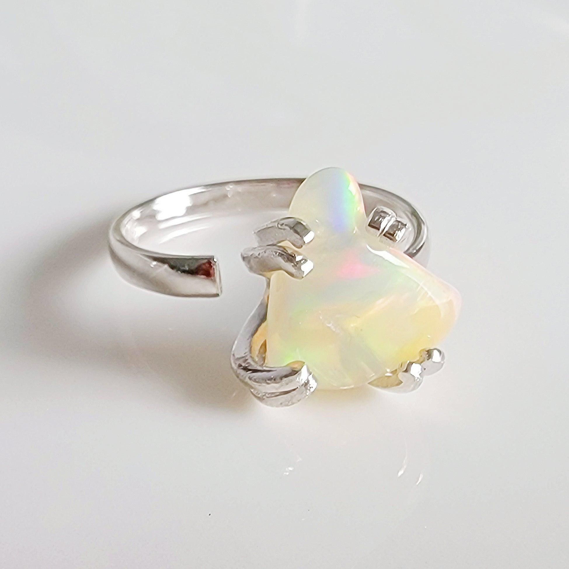 Raw Opal Adjustable Ring - Uniquelan Jewelry