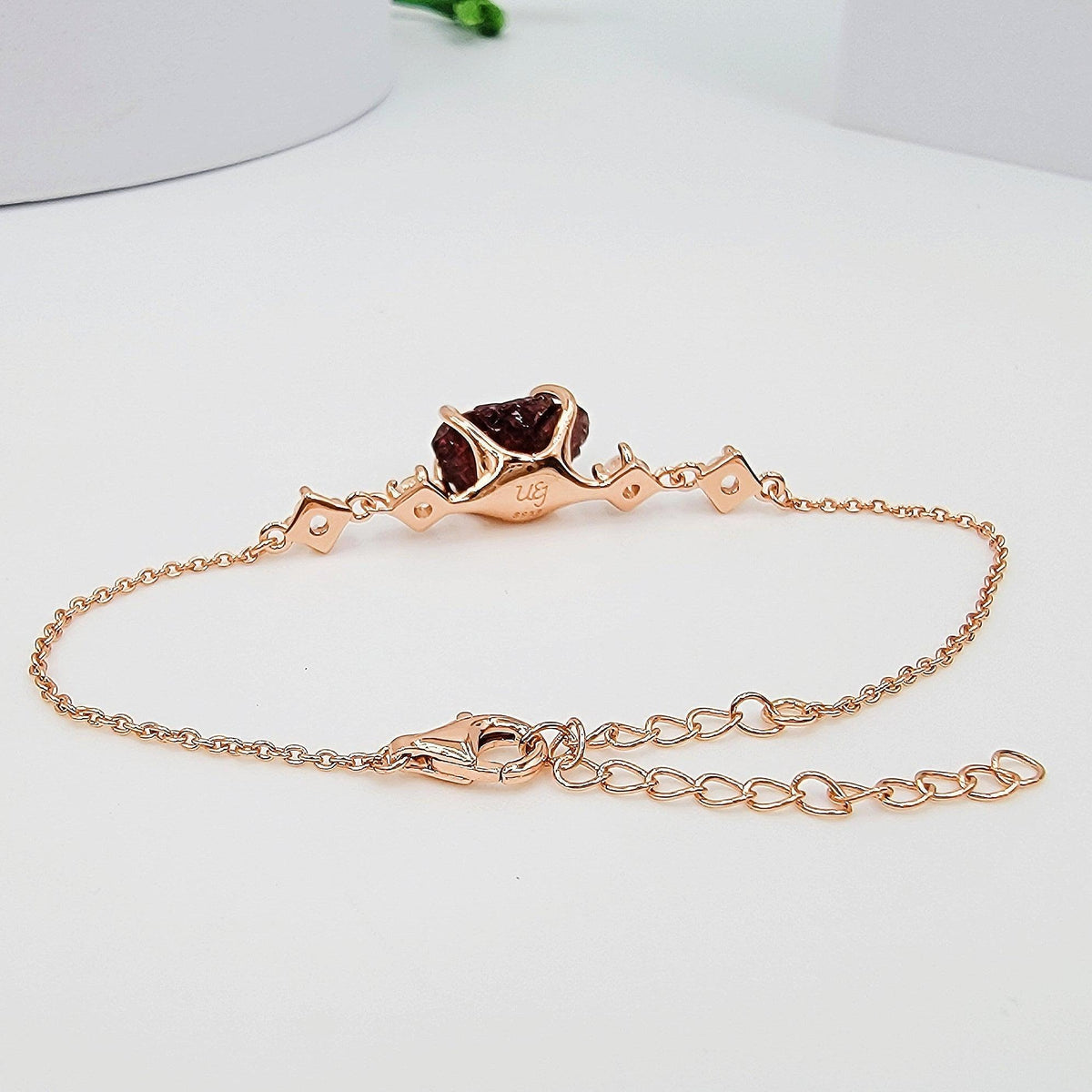 Raw Garnet Chain Bracelet - Uniquelan Jewelry