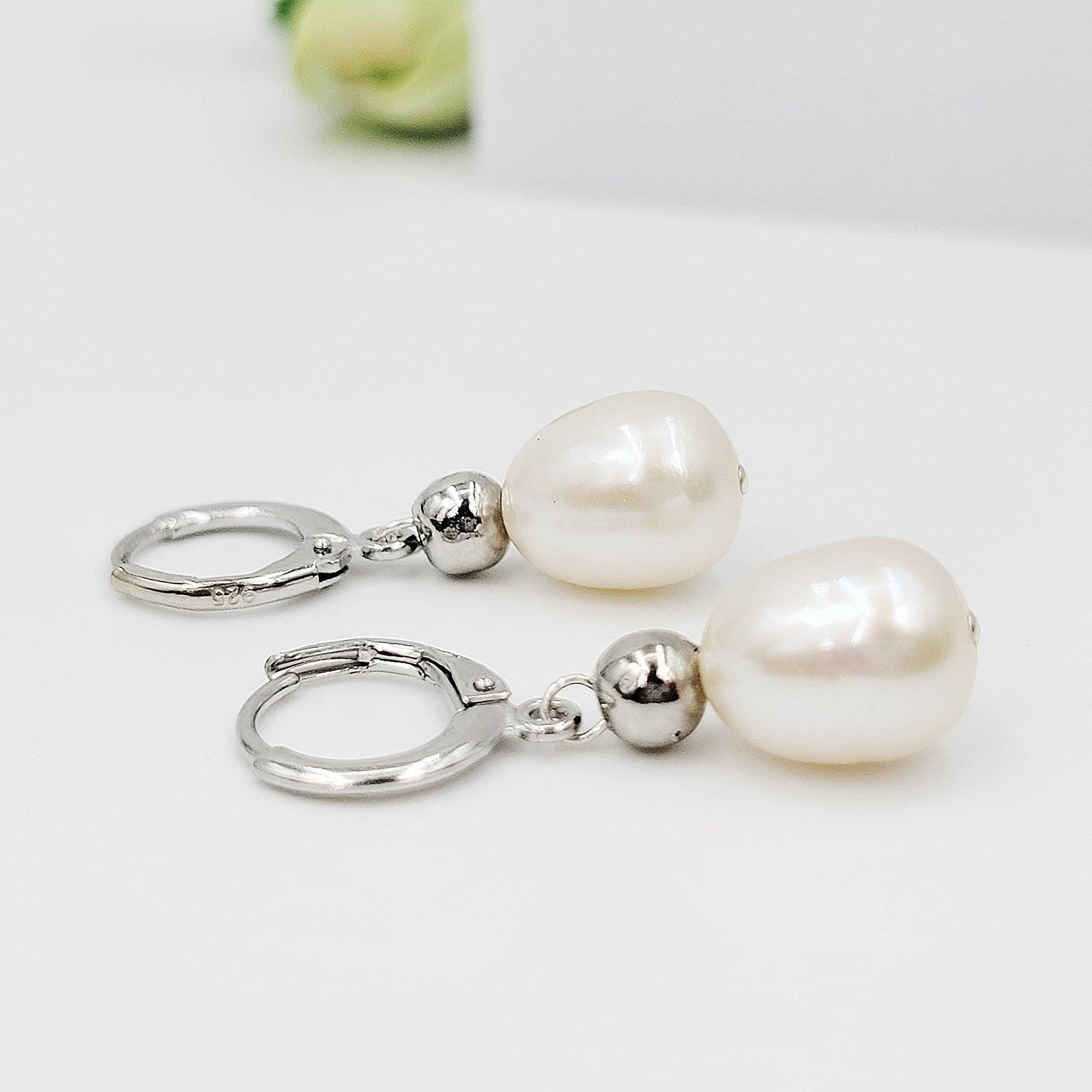 White Pearl Drop Earrings - Uniquelan Jewelry