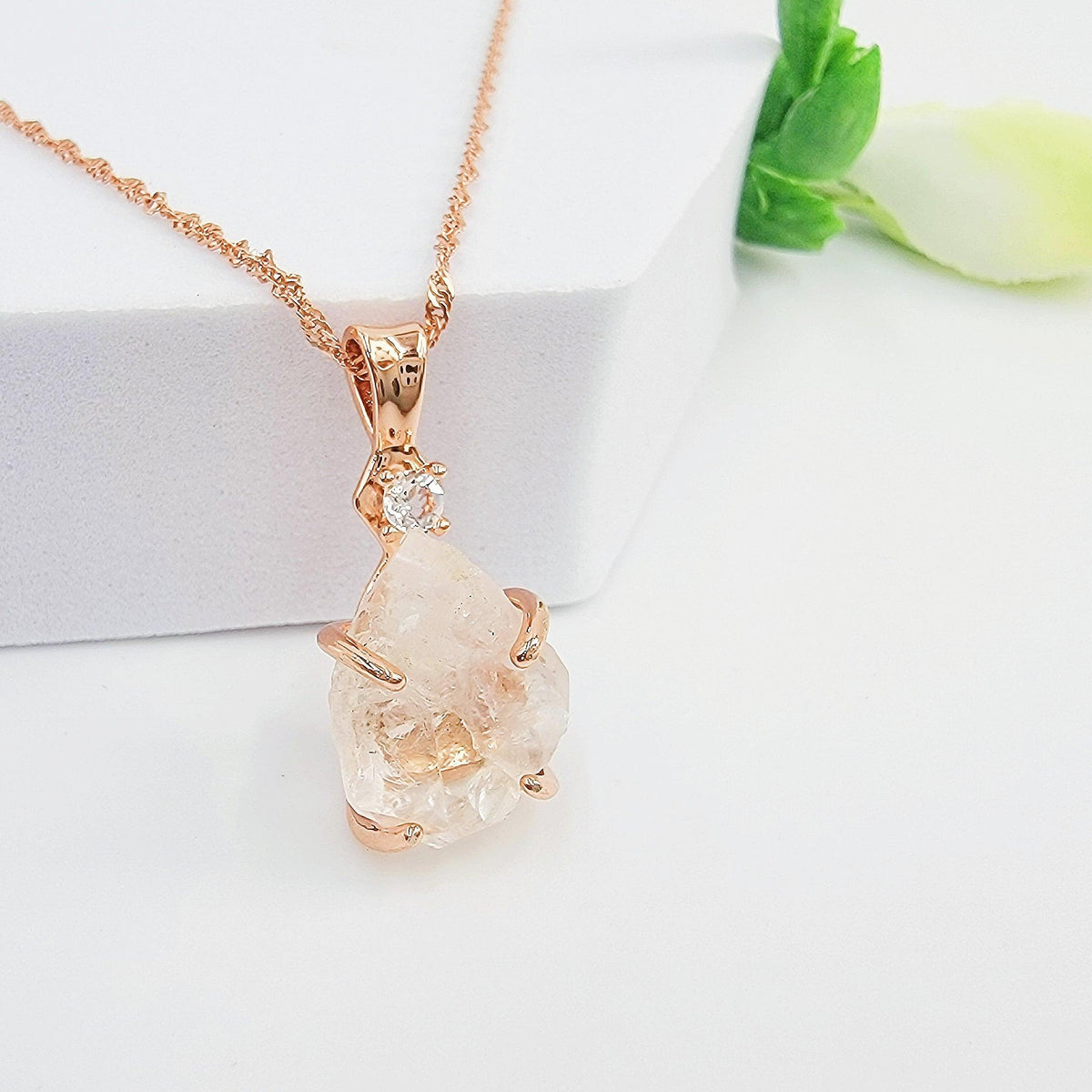 Raw Clear Quartz Necklace Drop Earrings Set - Uniquelan Jewelry