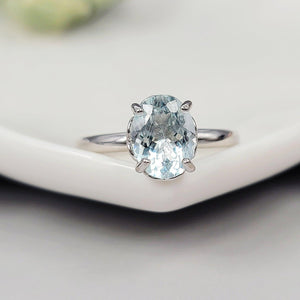 Natural Aquamarine Heart Ring - Uniquelan Jewelry