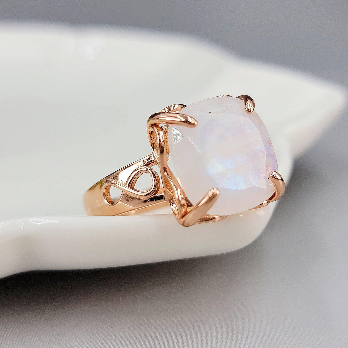 Genuine Moonstone Infinity Ring - Uniquelan Jewelry