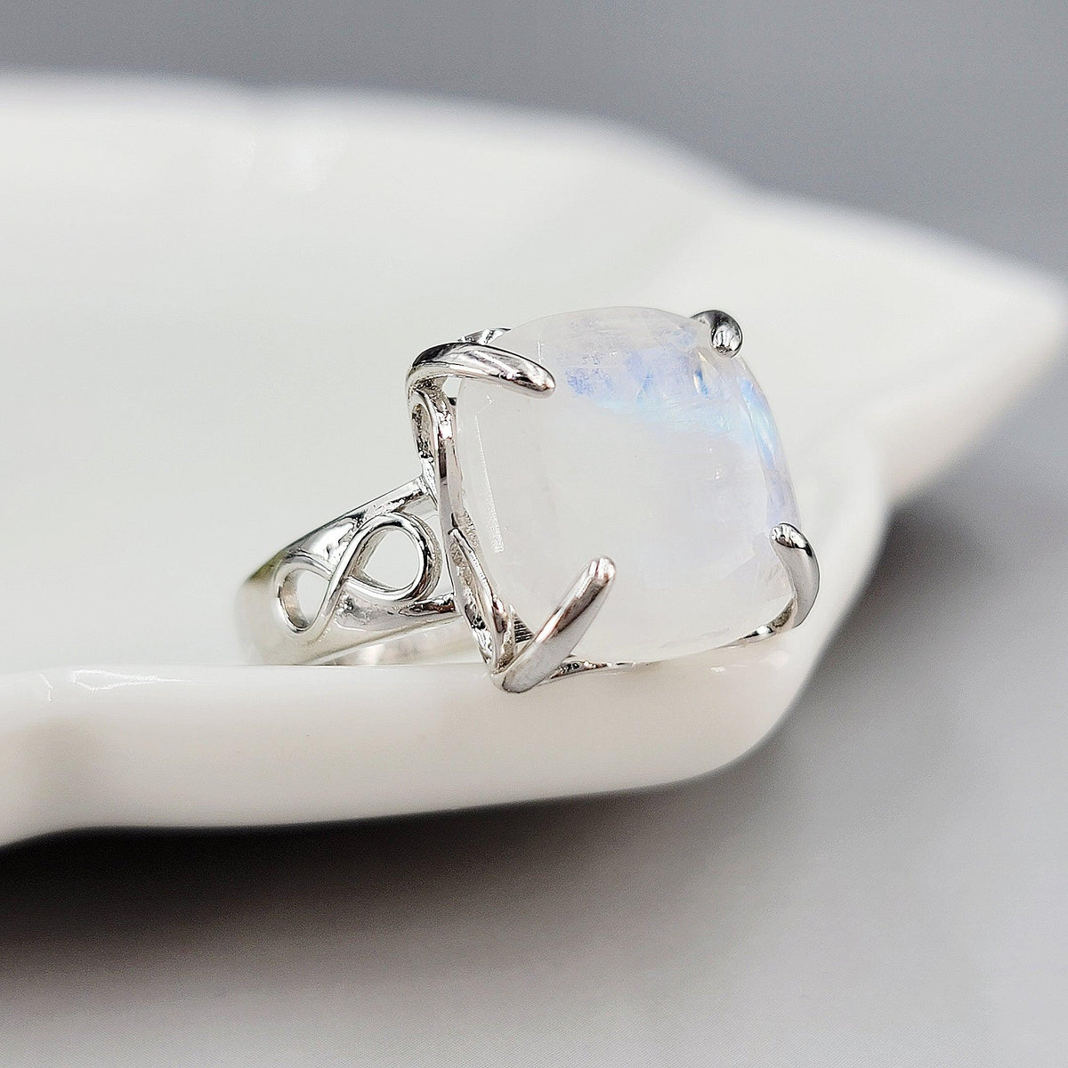 Genuine Moonstone Infinity Ring - Uniquelan Jewelry