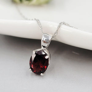 Natural Garnet Heart Necklace - Uniquelan Jewelry