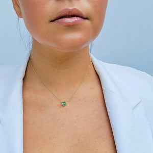 18k Gold Real Emerald Heart Necklace - Uniquelan Jewelry
