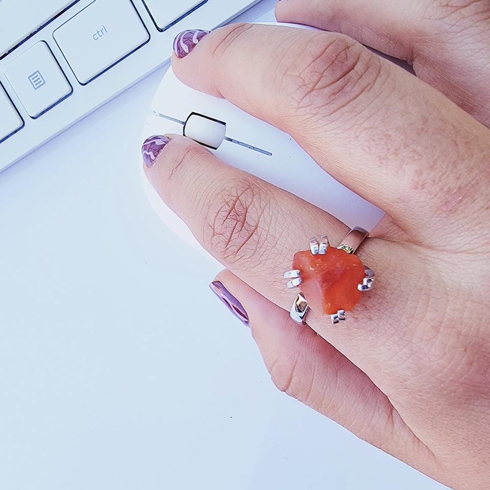 Raw Carnelian Adjustable Ring