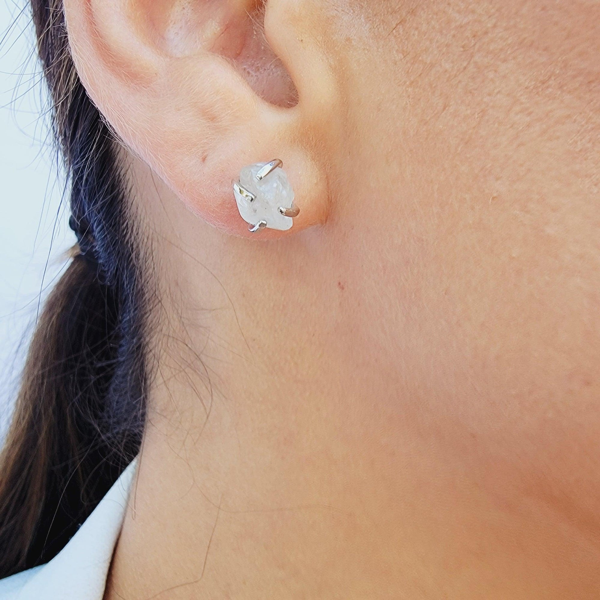 Raw zircon Stud Earrings - Uniquelan Jewelry