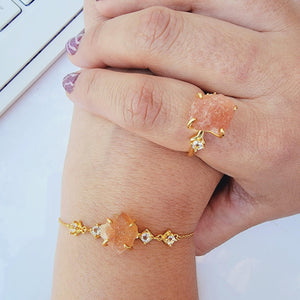 Raw Sunstone Chain Bracelet - Uniquelan Jewelry