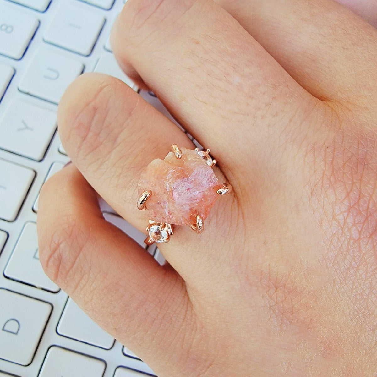 Raw Sunstone Crystal Ring - Uniquelan Jewelry