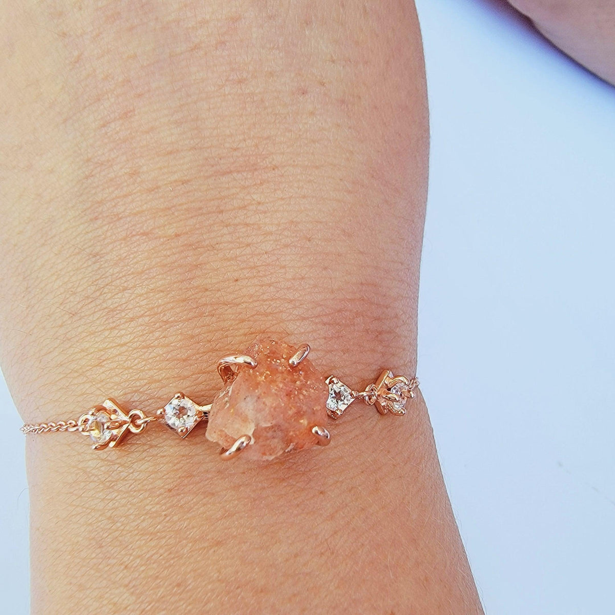 Raw Sunstone Ring and Bracelet Set - Uniquelan Jewelry