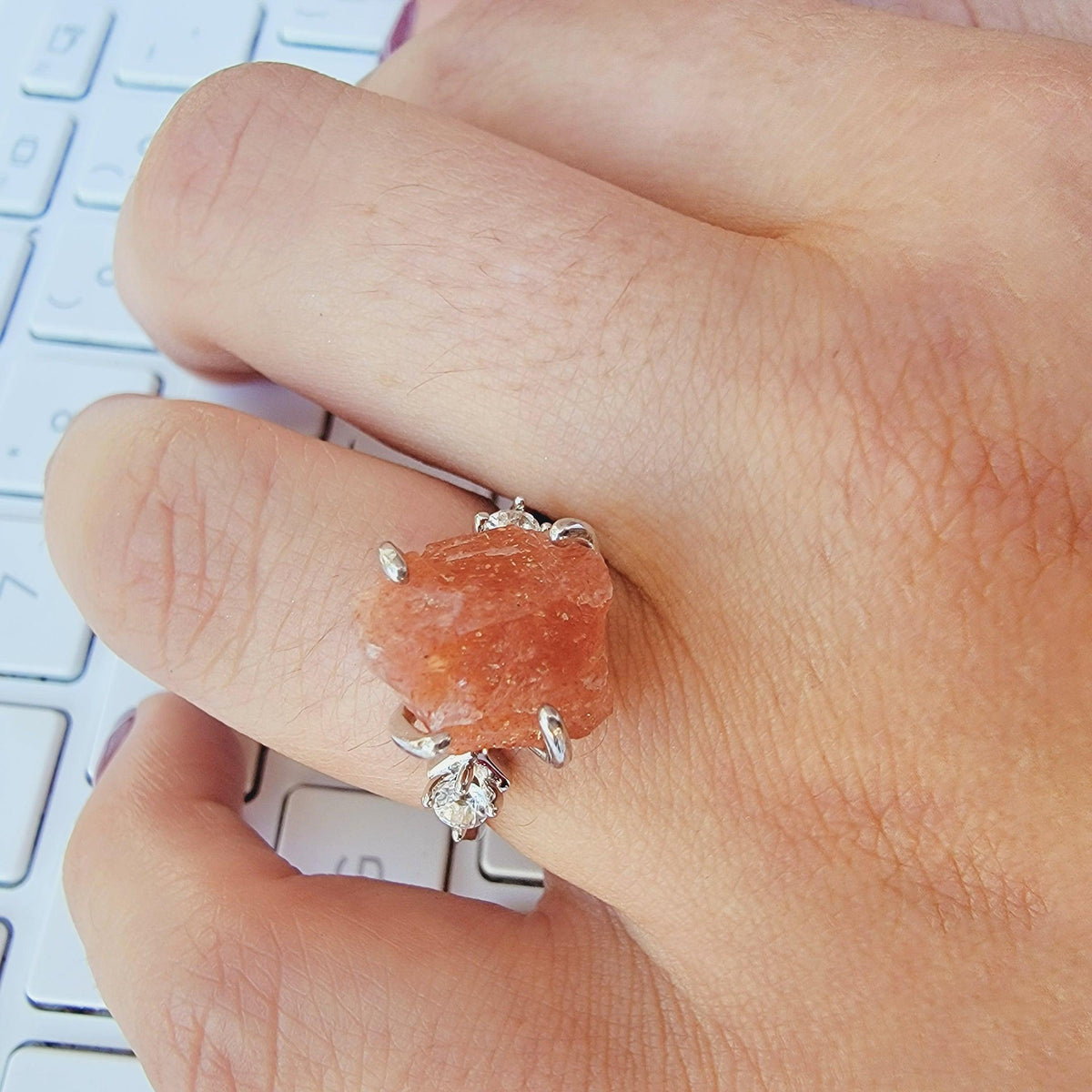 Raw Sunstone Crystal Ring - Uniquelan Jewelry