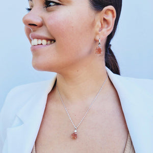 Raw Sunstone Drop Earrings - Uniquelan Jewelry