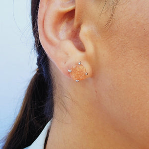 Genuine Raw Sunstone Stud Earrings - Uniquelan Jewelry