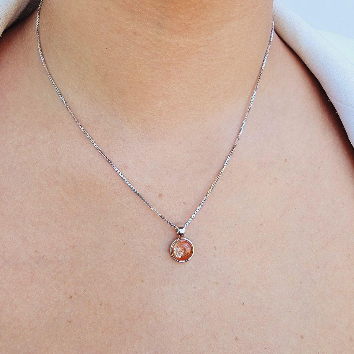 Real Sunstone Bezel Necklace - Uniquelan Jewelry