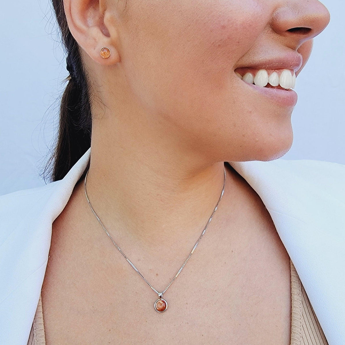 Real Sunstone Bezel Necklace - Uniquelan Jewelry