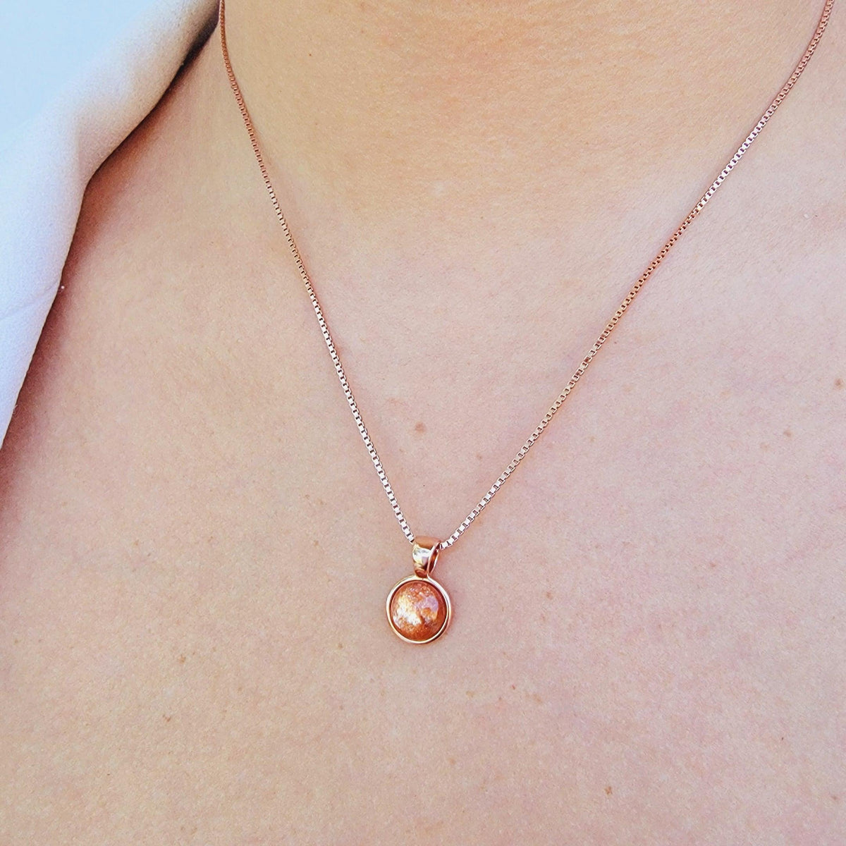 Real Sunstone Bezel Necklace - Uniquelan Jewelry
