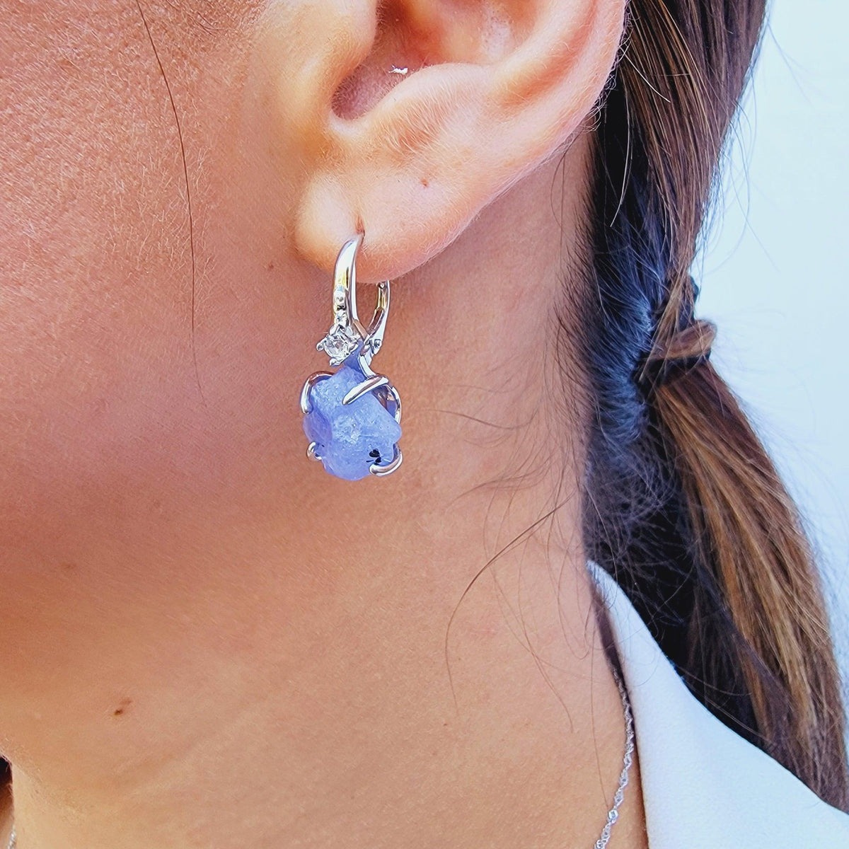 Raw Tanzanite Drop Earrings - Uniquelan Jewelry