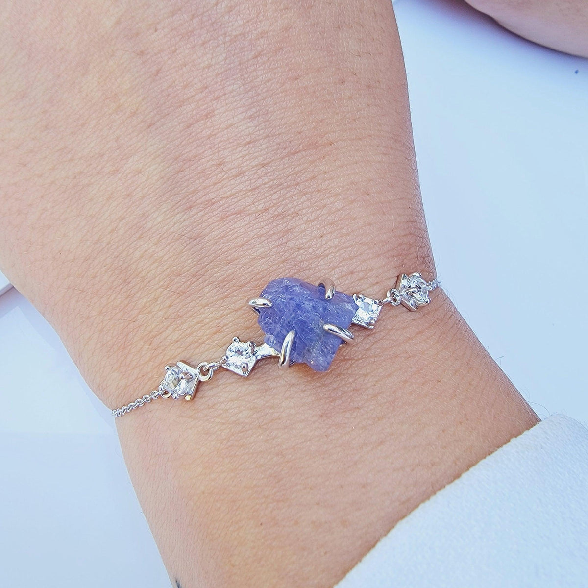Raw Tanzanite Ring Bracelet Set - Uniquelan Jewelry