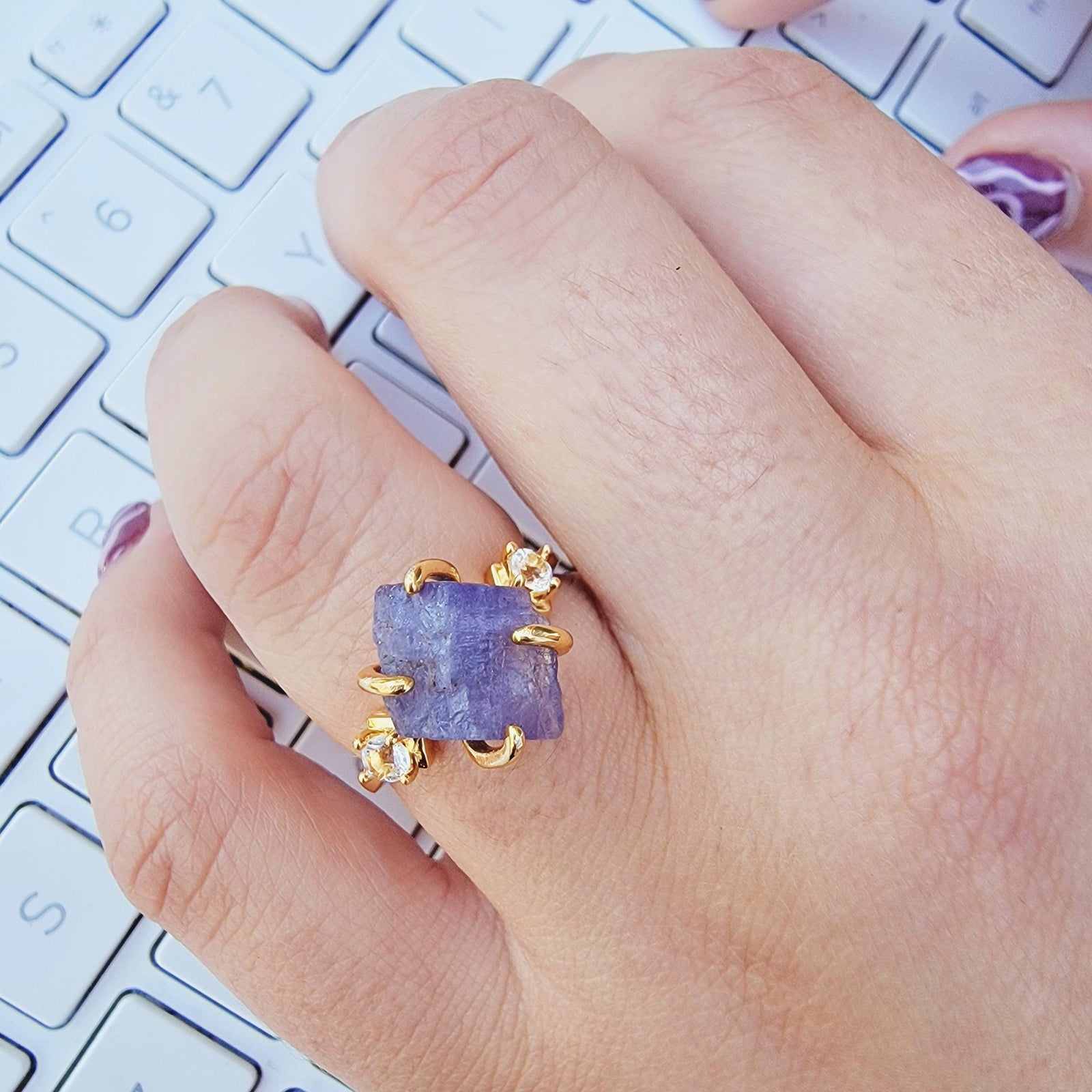 Real Raw Tanzanite Ring - Uniquelan Jewelry