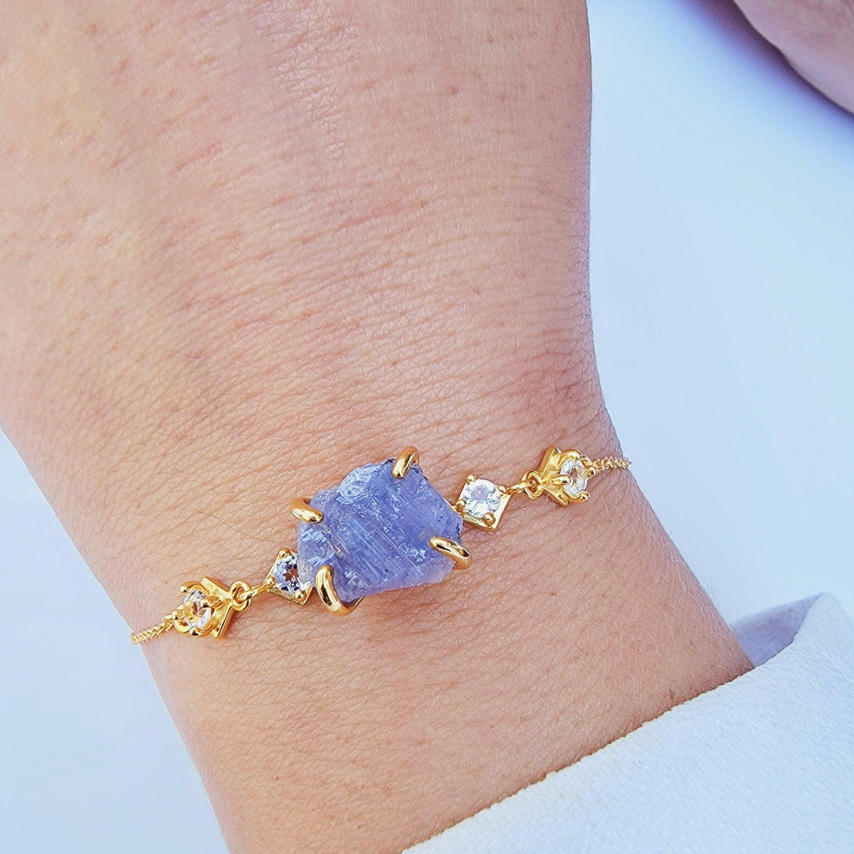 Raw Tanzanite Ring Bracelet Set - Uniquelan Jewelry