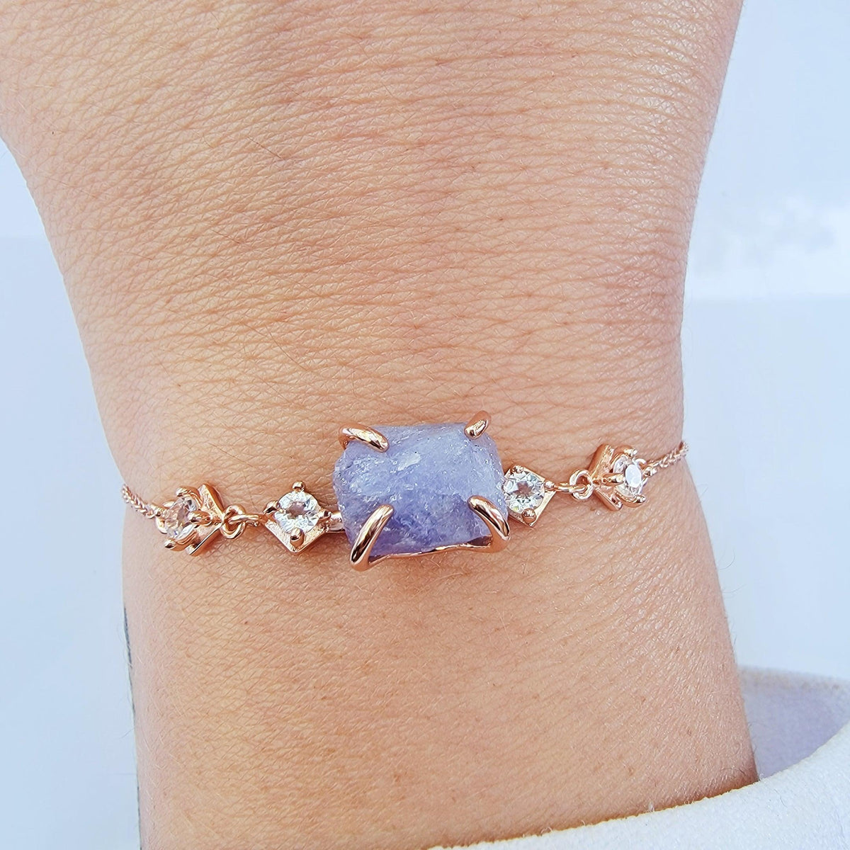 Raw Tanzanite chain Bracelet - Uniquelan Jewelry