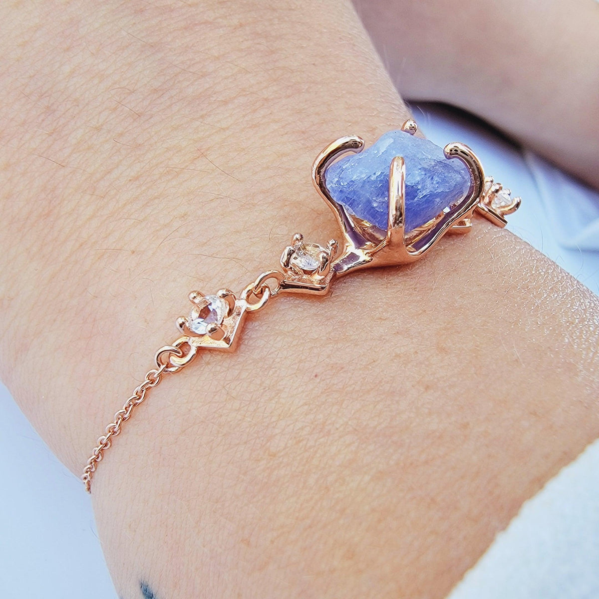 Raw Tanzanite chain Bracelet - Uniquelan Jewelry