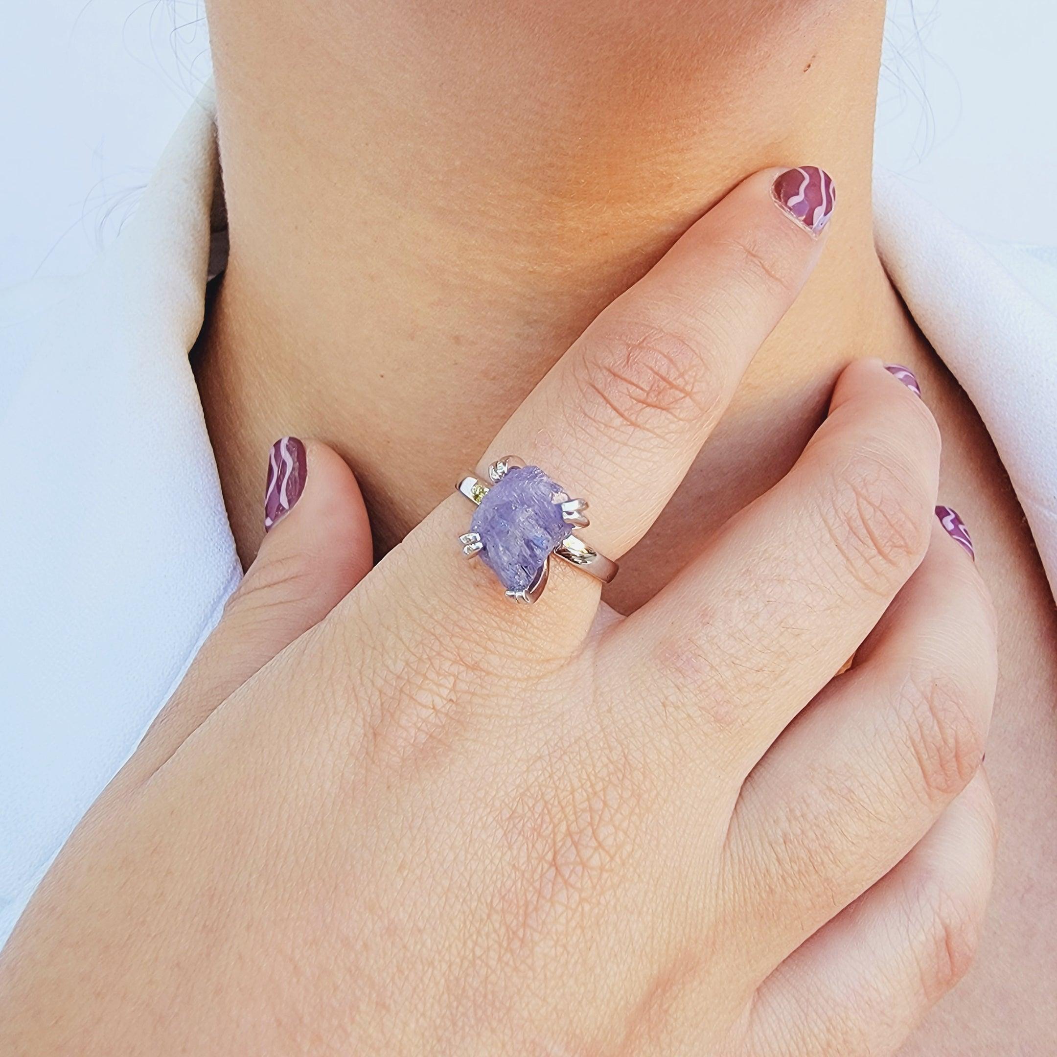 Adjustable Raw Tanzanite Ring