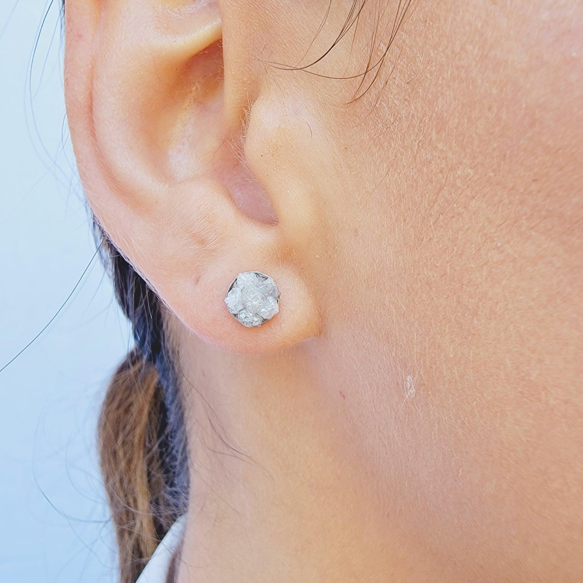 Raw Diamond Cluster Stud Earrings - Uniquelan Jewelry