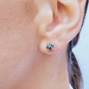 Natural Raw 4mm Diamond Stud Earrings - Uniquelan Jewelry